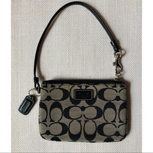 Black / Gray Signature C Canvas Wristlet